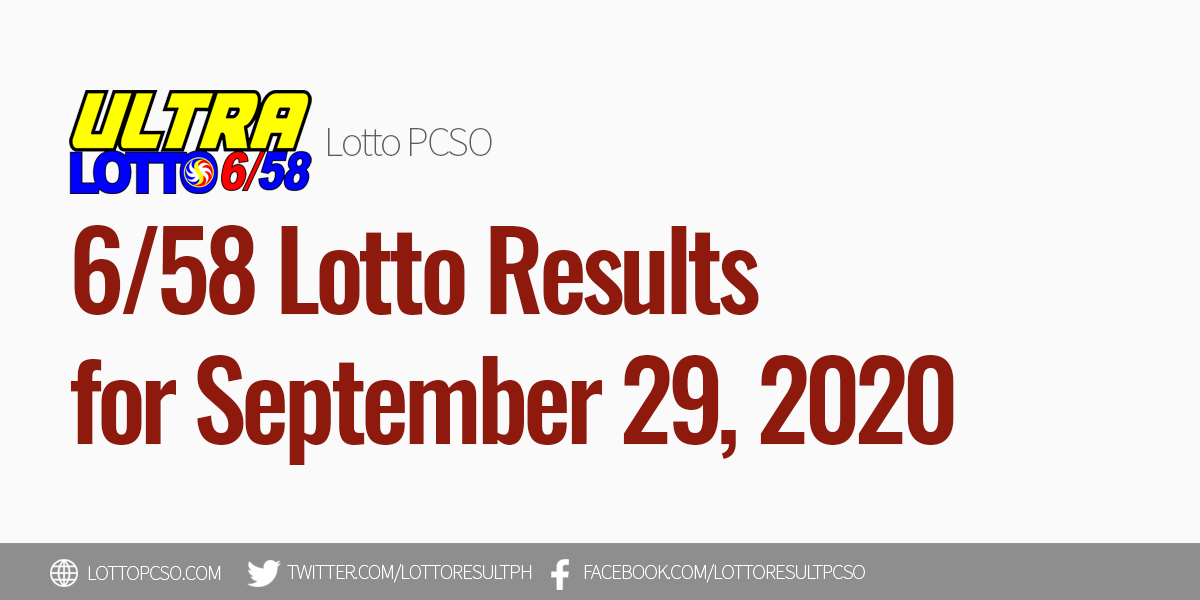 lotto result 6 58 sept 29 2018