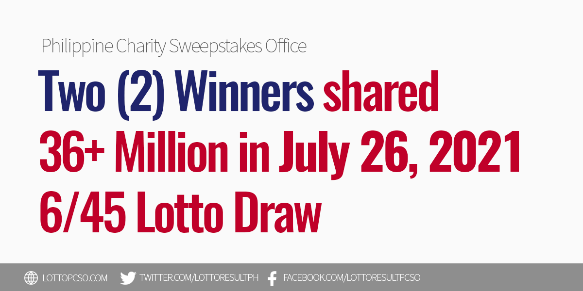 July 26, 2021 6/45 PCSO Lotto Jackpot Winner